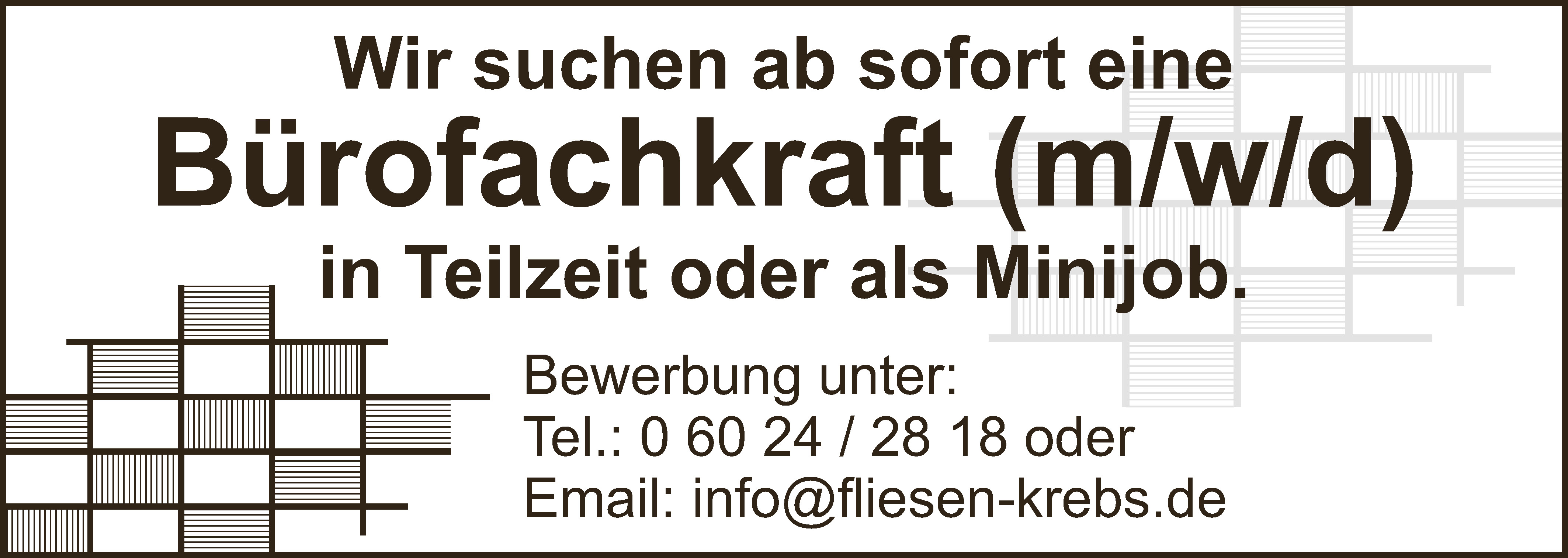 Fliesen Krebs GmbH - Büro Mitarbeiter (m/w/d) - Karriere